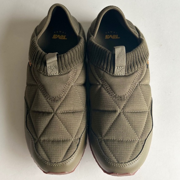 Men’s New Teva Olive Green Canvas Leather Rubber Outsole Sneakers Mules Size 10 - Picture 4 of 14